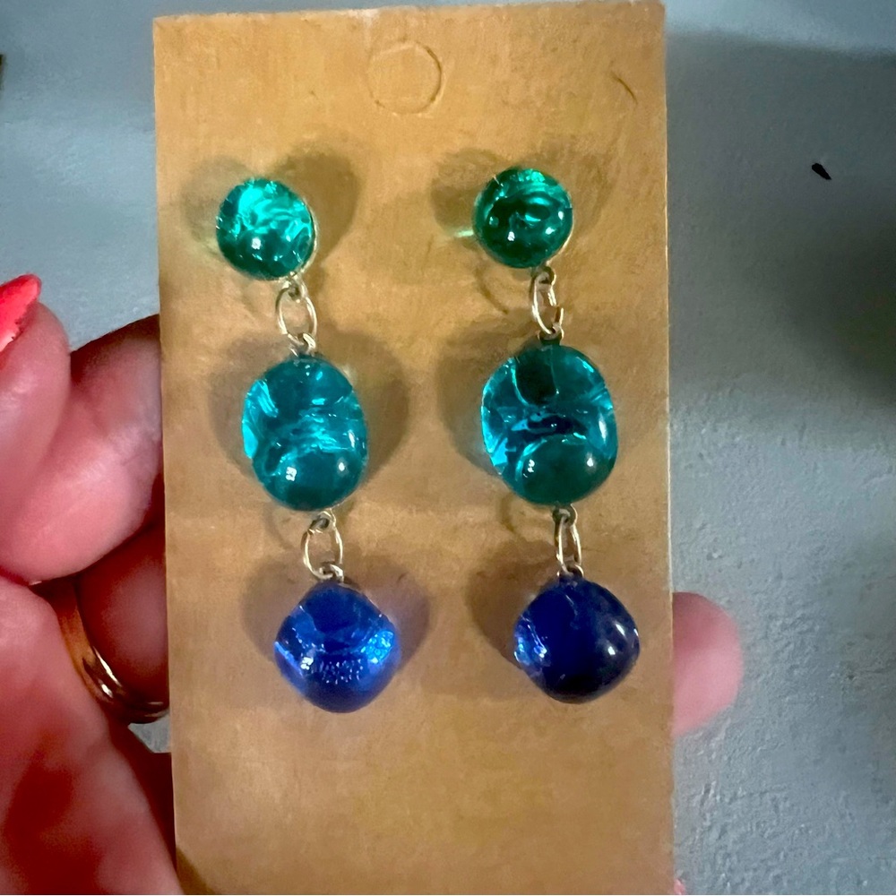 Beautiful handmade dangle  sea glass earrings from Maine boutique.